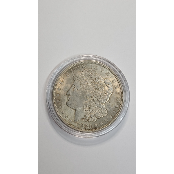 United States 1921 Morgan 90% Silver Dollar In Coin Capsule