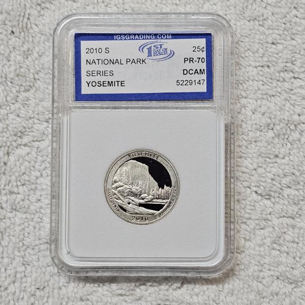2010-S 90% Silver Yosemite Quarter certified as PR-70 Deep Cameo (DCAM) by IGS Grading
