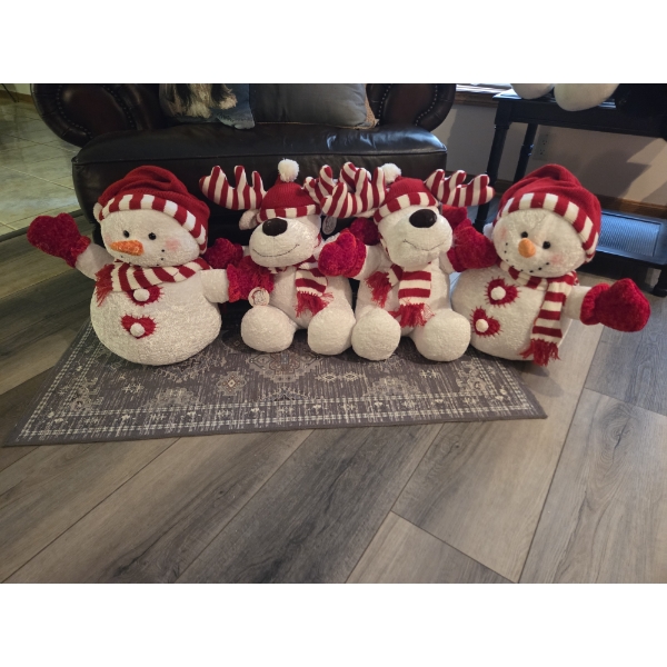 Excellent Condition 19" Plush Santa & Snowman Decorations