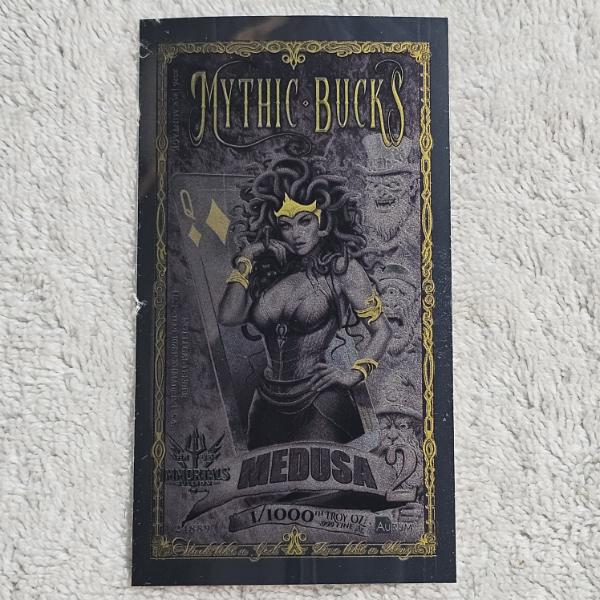 2026 Immortals Bullion Mythic Bucks Medusa .999 Fine Silverback Foil Note