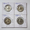 Image 1 : Four Assorted Years 90% Silver United States Washington Quarters - Face Value: $1.00