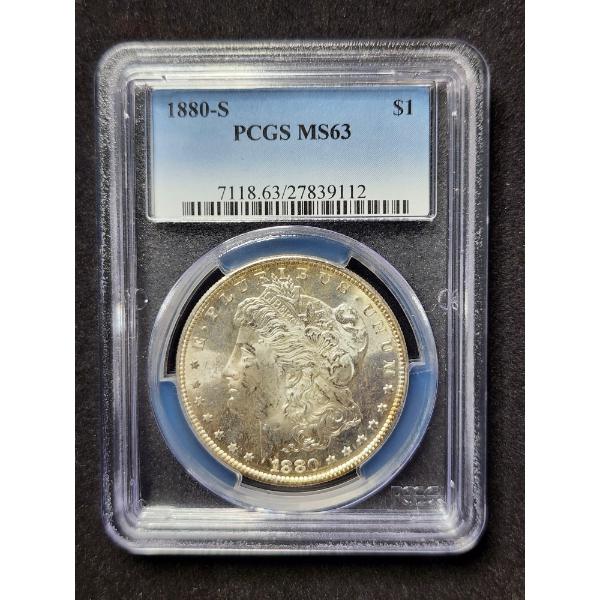 PCGS MS63 Graded 1880-S Morgan Silver Dollar - Graded 90% Silver Coin!