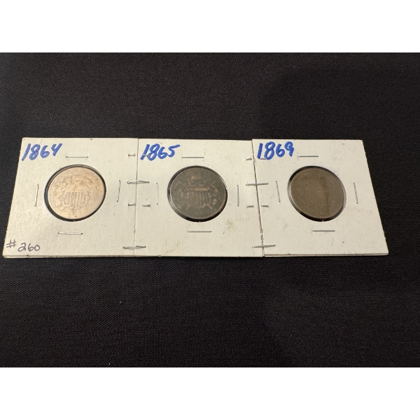 1864, 1865 & 1869 United States 2 Cent Pieces - Incredible Set