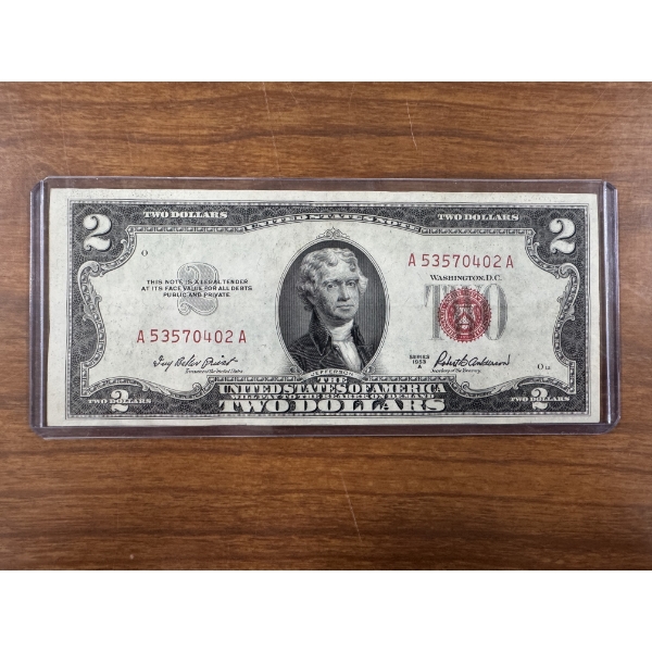 1953-A United States Jefferson $2.00 Bill With RED SEAL - Incredible Bill