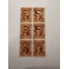 Image 1 : Rare Civil War 1865 Five Cent U.S. Washington 1st Edition Revenue Stamps - Block Of 6 - Excellent 