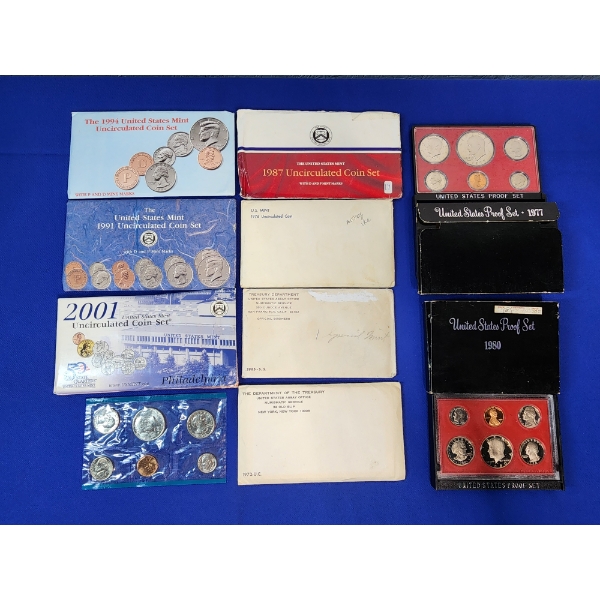 Lot of (10) Assorted U.S. Mint Proof / Uncirculated Sets