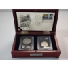 Image 1 : Apollo Moon Landing Commemorative 2-Coin Set Including BU 40% Silver Kennedy Half Dollar
