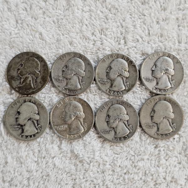 8 90% Silver U.S. Washington Quarters AFV $2.00