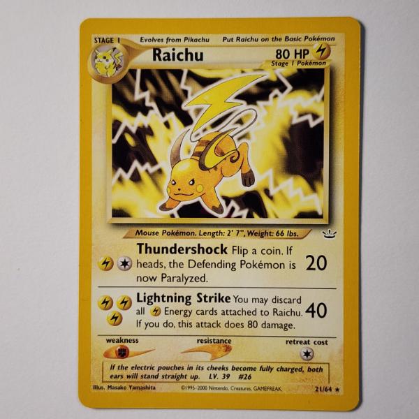 Raichu 21/64 Non Holo Rare Neo Revelation Set Pokemon Trading Card ~ Near Mint Condition 