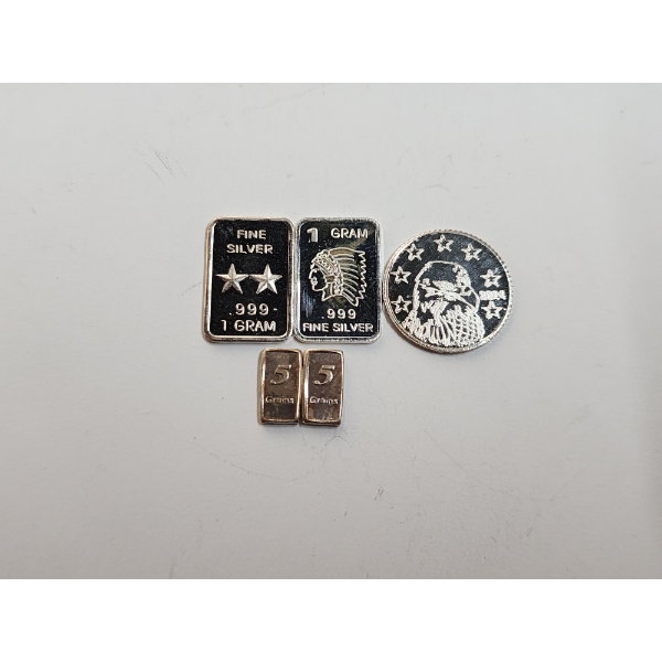 Assortment of Fine Silver Gram and Grain Bars Total Weight 3.7g
