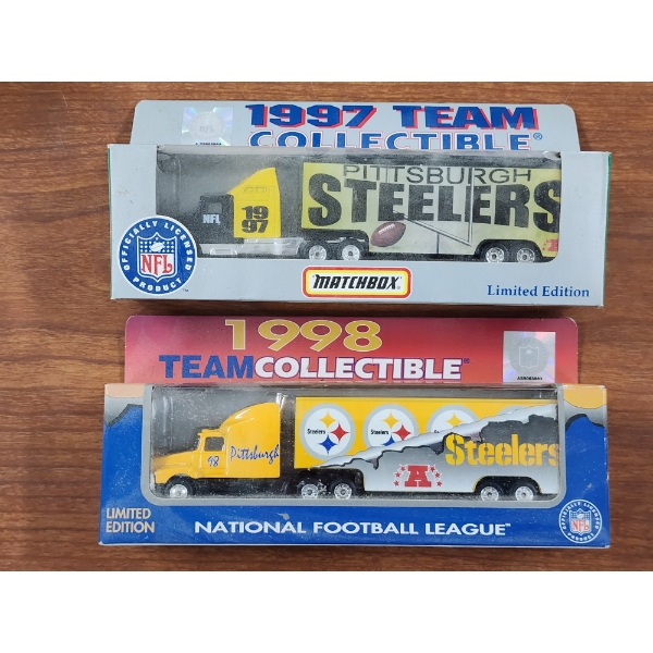 Officially Licensed NFL 1997 & 1998 Pittsburgh Steelers Limited Edition Truck & Trailer Toys In Box