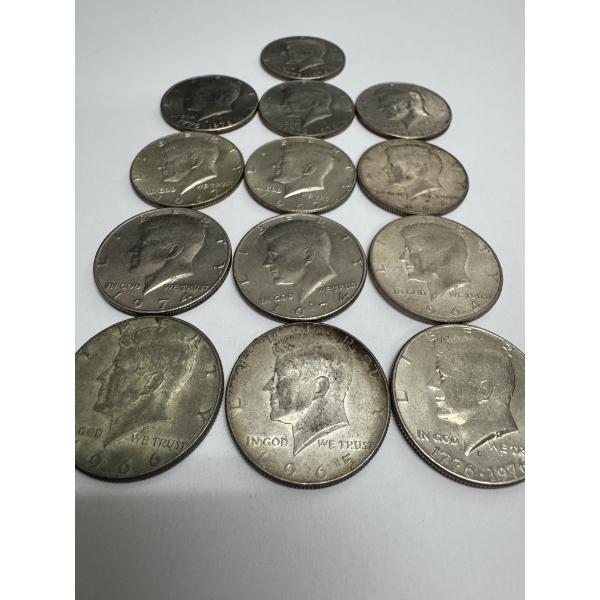 United States Kennedy Half Dollars Assorted Dates -Includes several 1976 Bicentennial Issued Coins