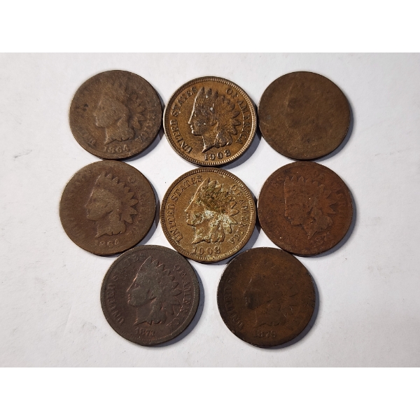 Eight Assorted Indian Head Pennies With Various Dates & Conditions!