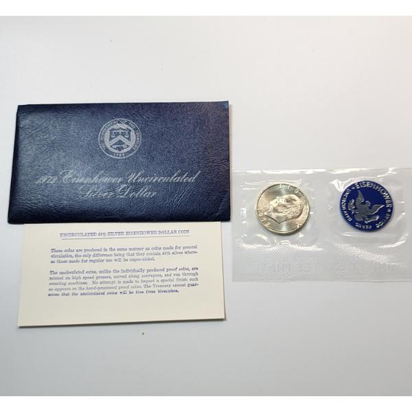 United States Mint 1972 40% Silver Uncirculated Eisenhower Dollar in Original Blue Packaging