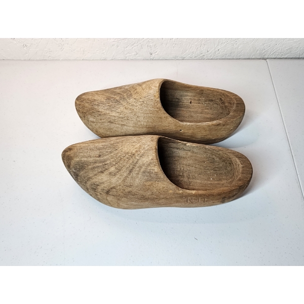 Vintage Dutch Wooden Hand-Carved Clogs