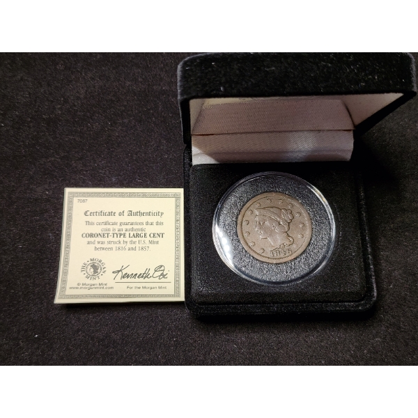 1846 Coronet Head Large Cent in Capsule & Great Condition! Comes With COA From Morgan Mint 