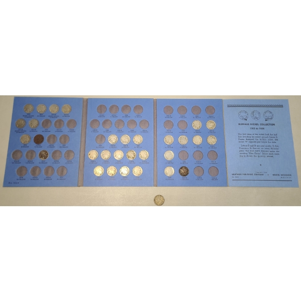 United States Buffalo Nickels In Coin Book & 1945-P 35% Silver Jefferson Nickel - Face Value: $1.55