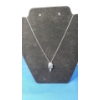 Image 1 : Sterling Silver Flower Necklace Pendant W/ Small Green Stone & Stainless Steel Magnetic Clasp Chain 