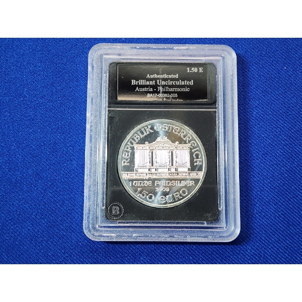 The Bradford Exchange Mint BU 2009 Austria Philharmonic 1.50 Euro 1oz .999 Silver Coin