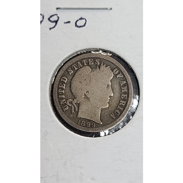 1899-O Barber 90% Silver Dime 