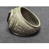 Image 3 : Nice Sterling Silver US Army Ring With Red Garnet Stone - Size 8 - Weighs 19.9 Grams