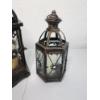 Image 3 : Two Bronze Jeweled Lanterns - w/ Candles - Approx. 14in & 10in Tall