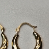 Image 2 : 10K Yellow Gold Twisted/Textured Hoop Earrings - Total Weight: 0.4g