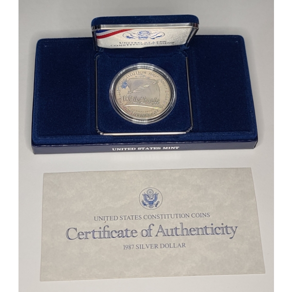 United States Mint Constitutional 1987 90% Silver Dollar 