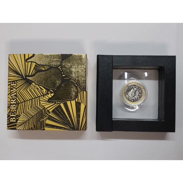 2024 Mint Of Poland Republic of Cameroon 1000 Francs BE BRAVE 1 Troy Oz .999 Silver Gilded Lion Coin