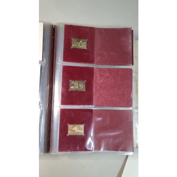 22KT Golden Proof Replicas Of United States Stamps Binder With Some Stamps Inlcuded