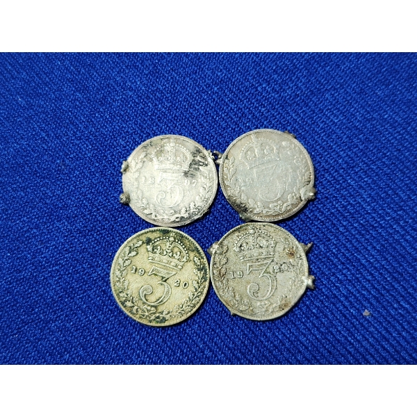 x4 Great Britain 3 Pence Silver Coins ASW: 0.0227 oz Each