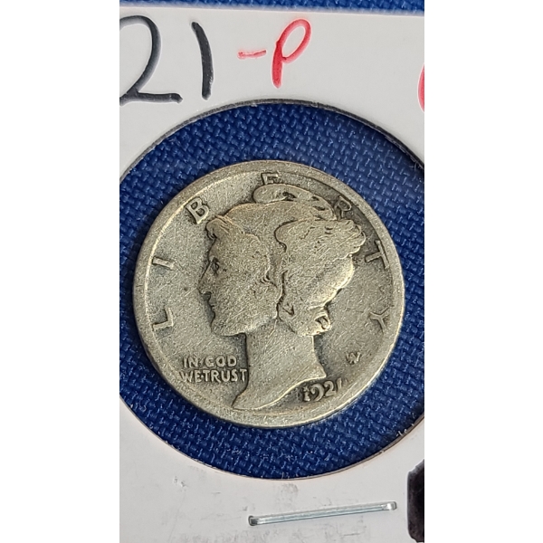 1921 90% Silver Mercury Head Dime - Face Value: $0.10