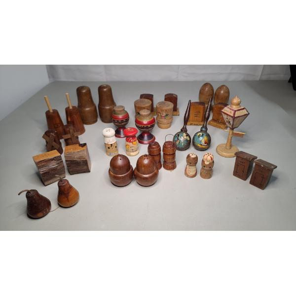 Large Lot Of Assorted Wooden Collectible Salt & Pepper Shaker Sets