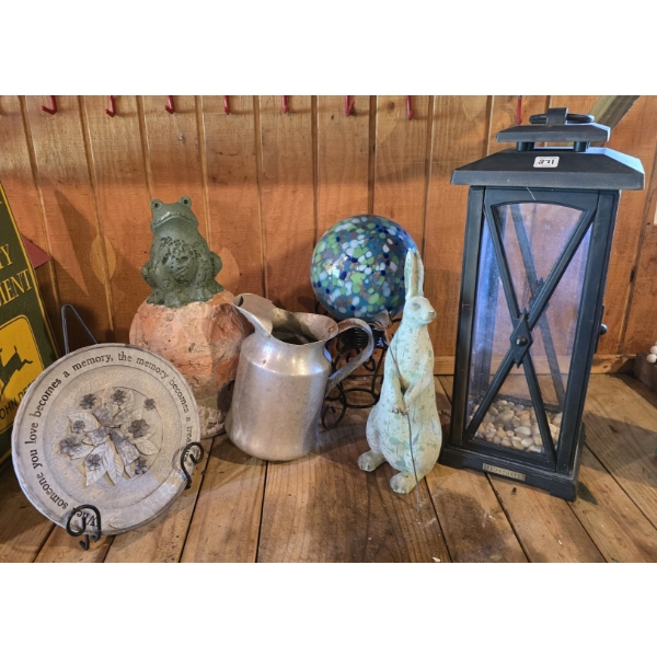 20" Metal Lantern and Outdoor Decor