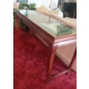 Image 2 : Beautiful Oriental Themed 27" Tall 54" x 16" Mahogany Console Table With Beveled Glass Inserts