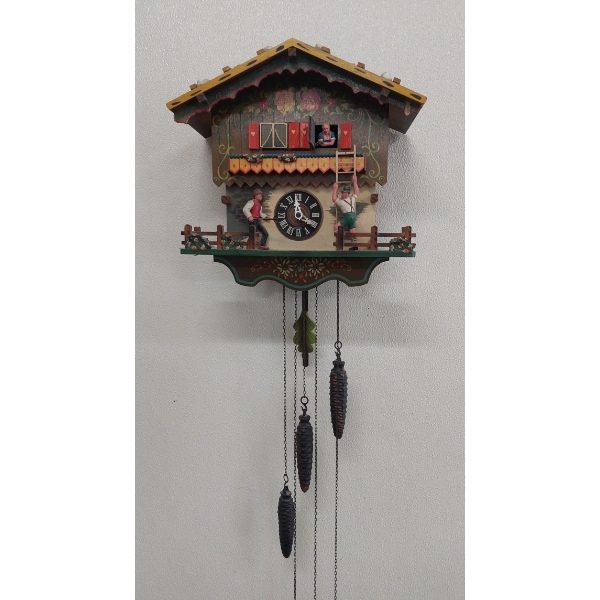 Vintage Made In Germany Village Scene Cuckoo Clock With 3 Weights