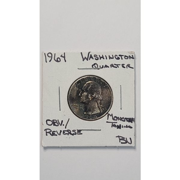 United States 1964 Washington 90% Silver Quarter - Toned