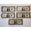 Image 1 : Five Assorted United States $1 Blue Seal Silver Certificates FV: $5.00