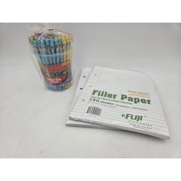 Brand New Large Tub Of No Sharpen Pencils & Two Packs Of 150 Sheet Lined Paper