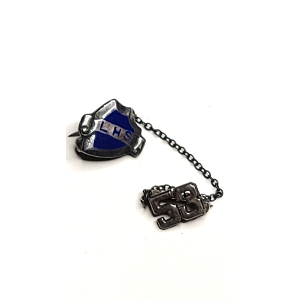 Vintage Sterling Silver Louisville High School Lapel Pin With Chain - Weight: 2.3g