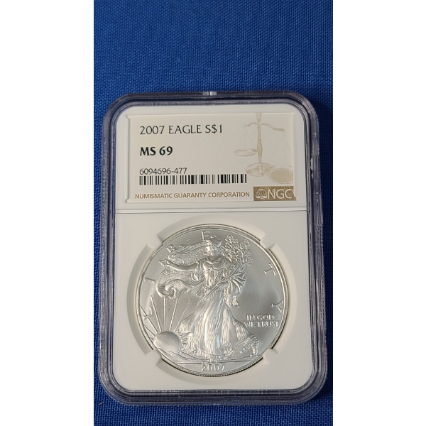 2007 NGC MS 69 1 oz .999 Fine Silver American Eagle