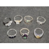 Image 2 : Beautiful Sterling Silver Rings Ft. Citrine, Black Sapphire & Rainbow Topaz - Total Weight of 22.5 G