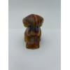 Image 2 : Adorable Degenhart Uranium Glass Dog Figurine - Dark Ivory Slag - ~2.5 inches