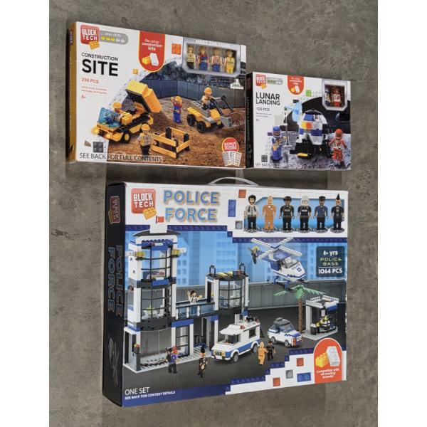New In Box! Block Tech Sets, Lunar Landing, Police Force & Construction Site