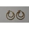 Image 2 : 14K Yellow Gold Twisted Hoop Earrings - Weight: 1.6g