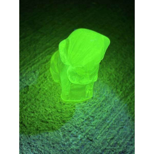Degenhart Dogs - Yellow/Sunshine color - Uranium Glass with Beautiful Glow - Adorable Dog Figurine -