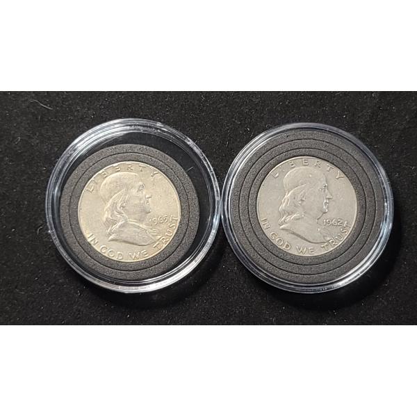 1962 & 1963 90% Silver Franklin Half Dollars In Coin Capsules - Face Value: $1.00