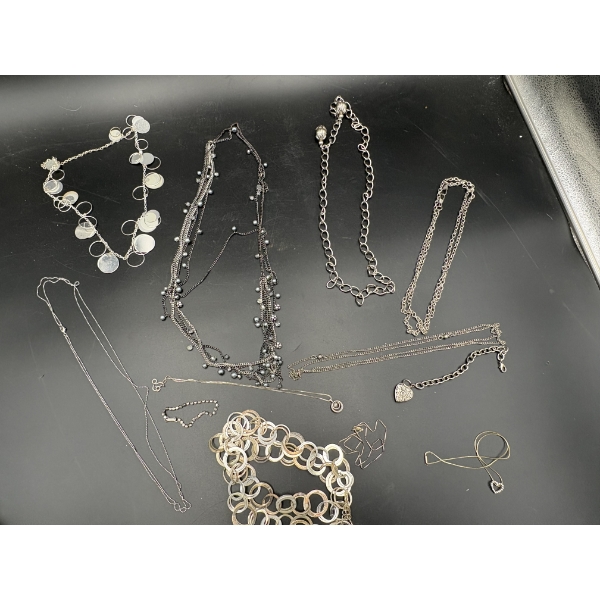 Assorted Costume Chains & Necklaces - Heart - Circle Designs - Bracelets -Etc.