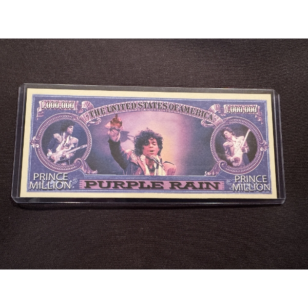 2016 Prince Purple Rain One Million Dollar Bill In Protective Holder - Mint Condition 