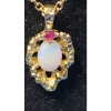 Image 3 : Titanium And Sterling Earrings & Necklace With Opal & Ruby Stones 